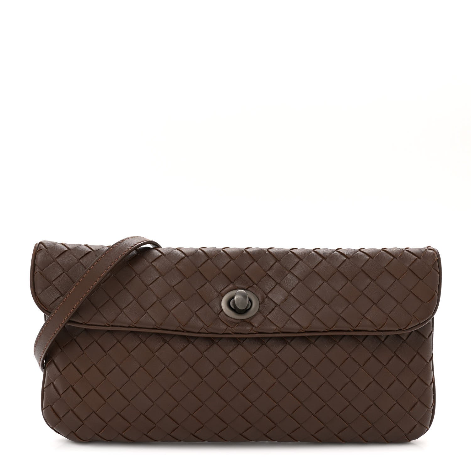 Bottega Veneta Nappa Intrecciato Mini Turn-Lock Crossbody Ebano 1 of 12