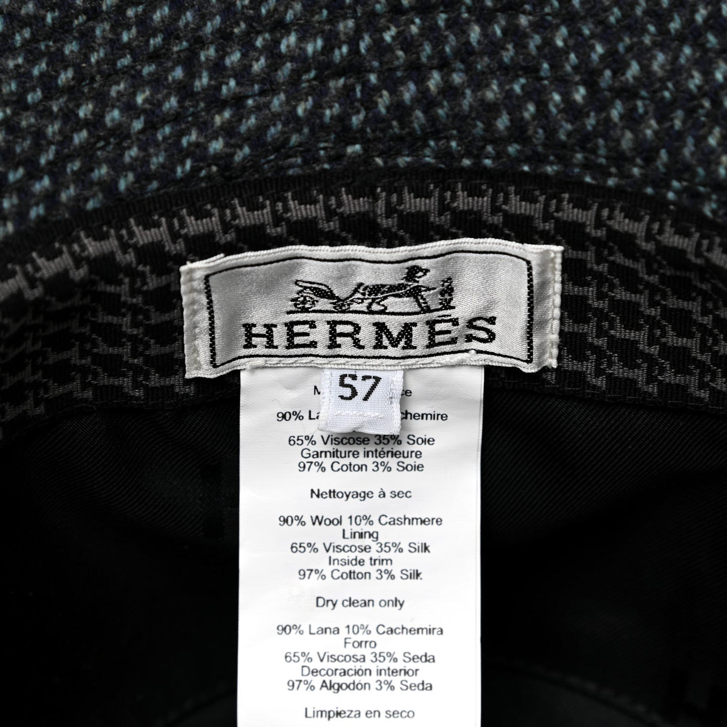 Wool Cashmere Flannel Plaid Colorado Hat 57 Bleu Payne