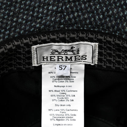 Hermes Wool Cashmere Flannel Plaid Colorado Hat 57 Bleu Payne 5 of 5