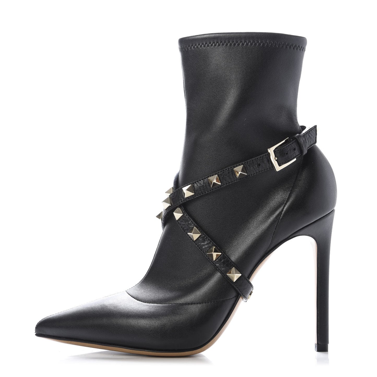 Calfskin Rockstud Ankle Boots 37 Black