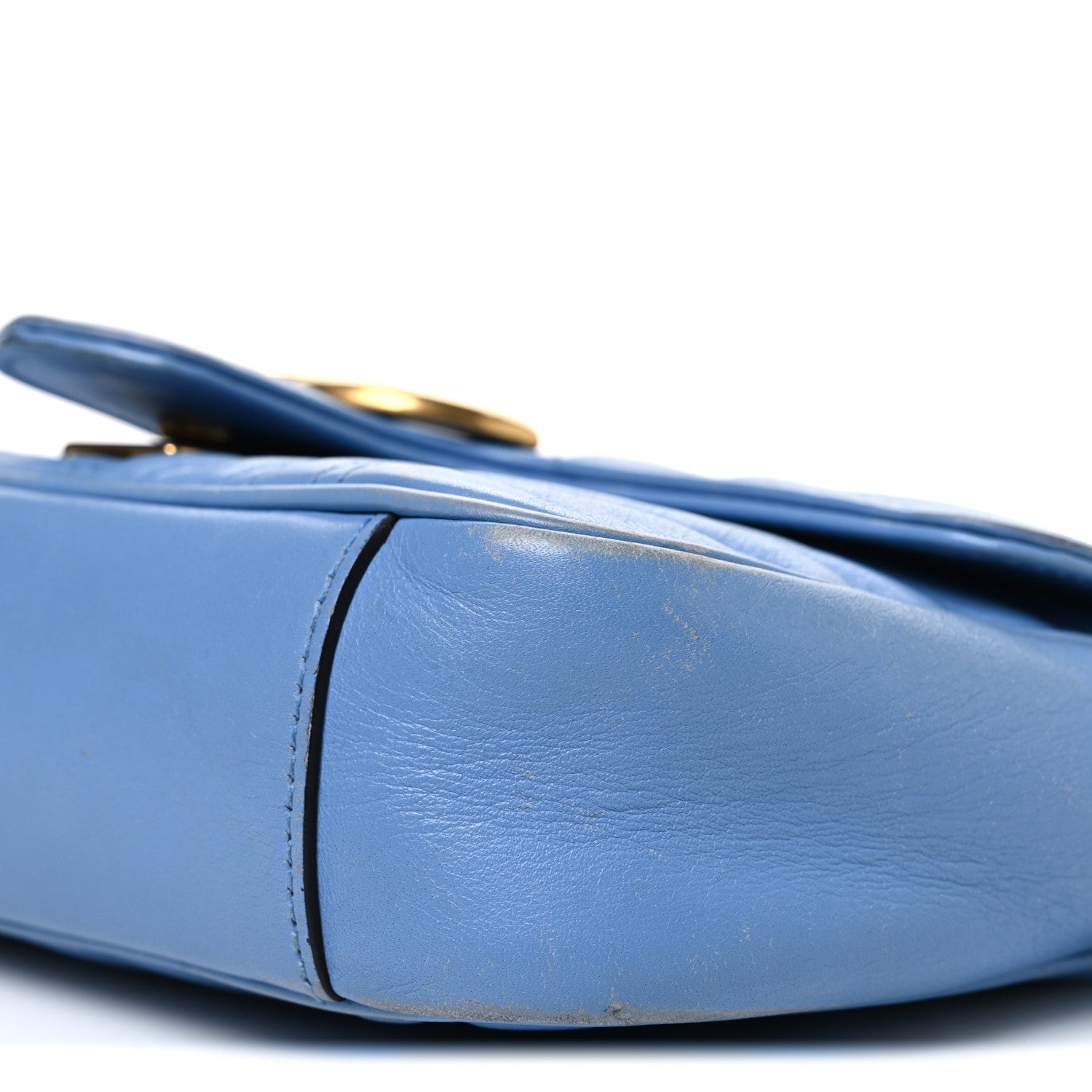 Gucci Calfskin Matelasse Mini GG Marmont Shoulder Bag Clear Sky Blue 10 of 13