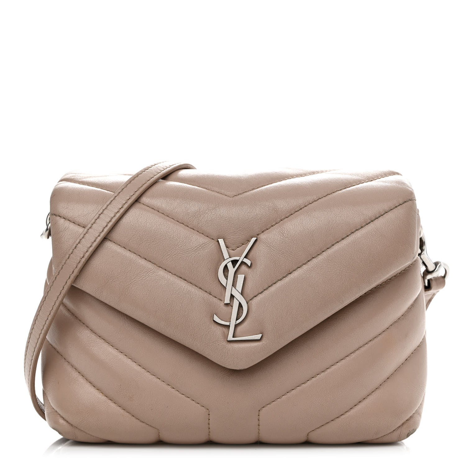 Saint Laurent Calfskin Y Quilted Monogram Toy Loulou Crossbody Bag Dark Beige 1 of 14