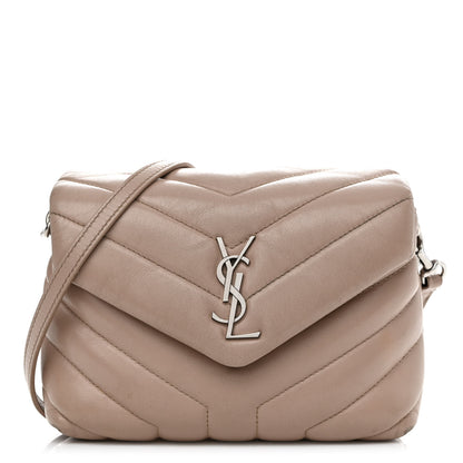 Saint Laurent Calfskin Y Quilted Monogram Toy Loulou Crossbody Bag Dark Beige 1 of 14