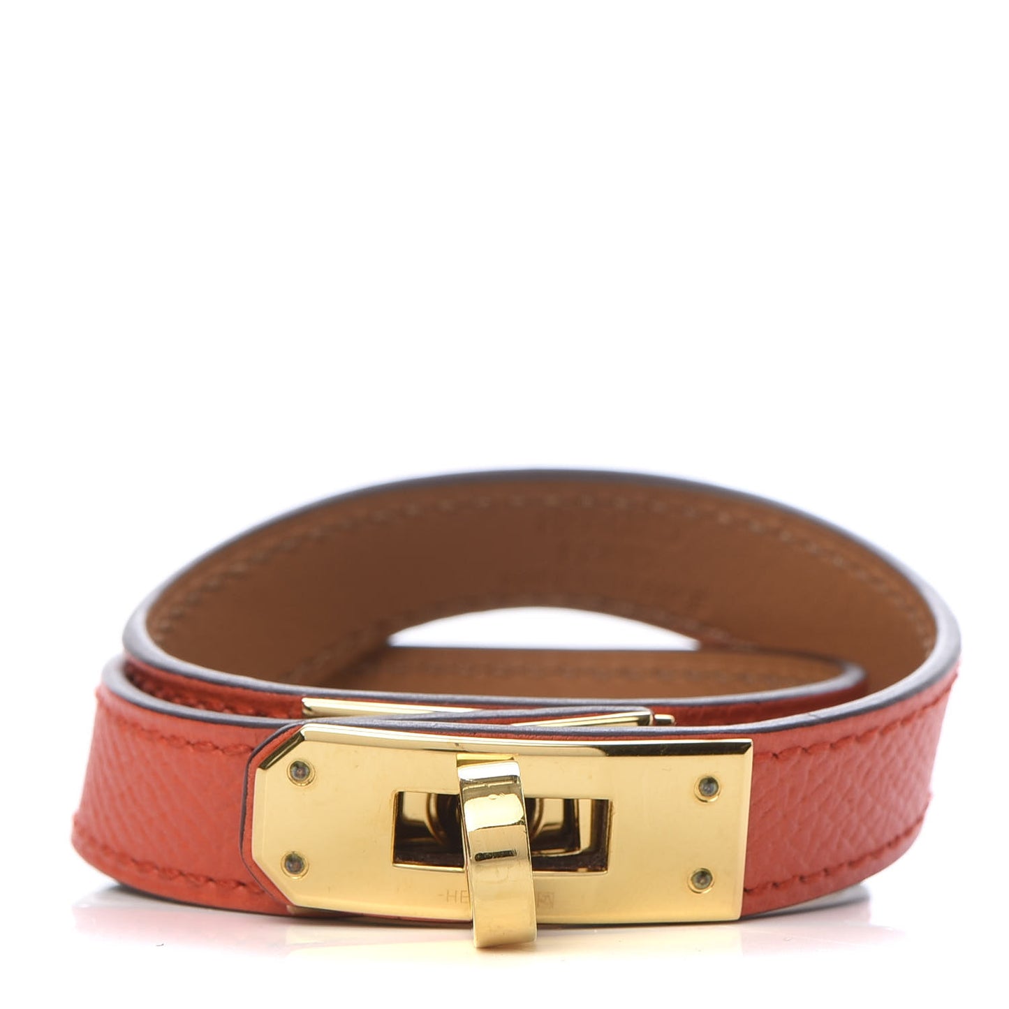Epsom Kelly Double Tour Bracelet XS Orange Poppy