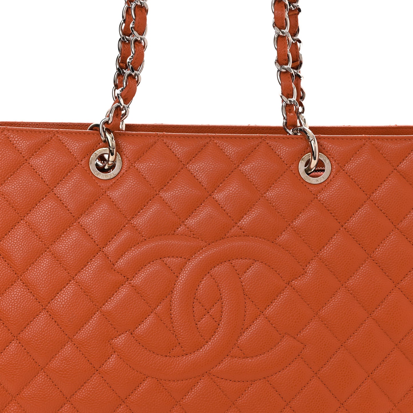 Caviar Quilted XL Grand Shopping Tote GST Orange
