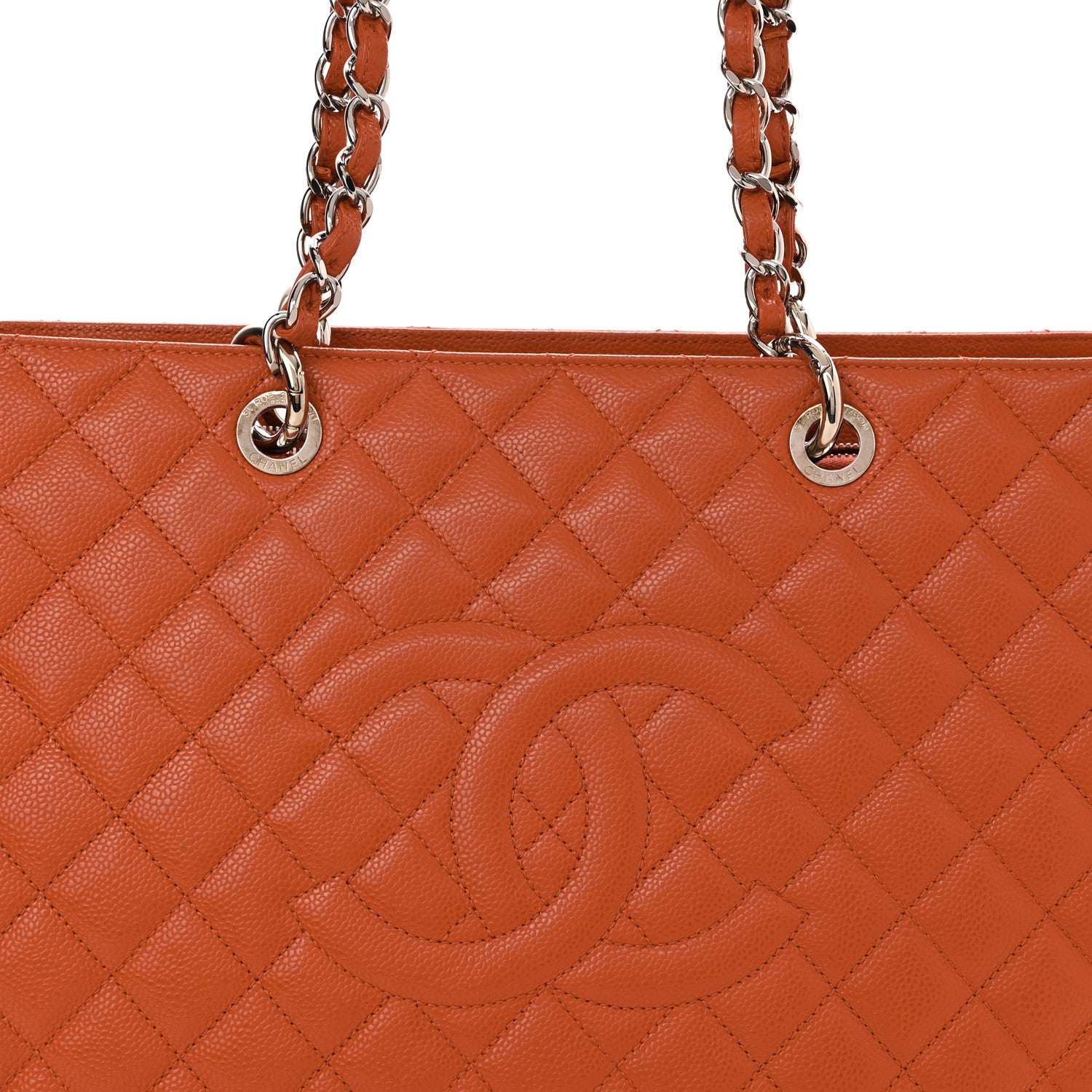 Chanel Caviar Quilted XL Grand Shopping Tote GST Orange 7 of 11