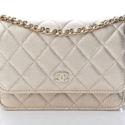 Chanel Metallic Lambskin Quilted Mini Wallet On Chain WOC Gold 7 of 11