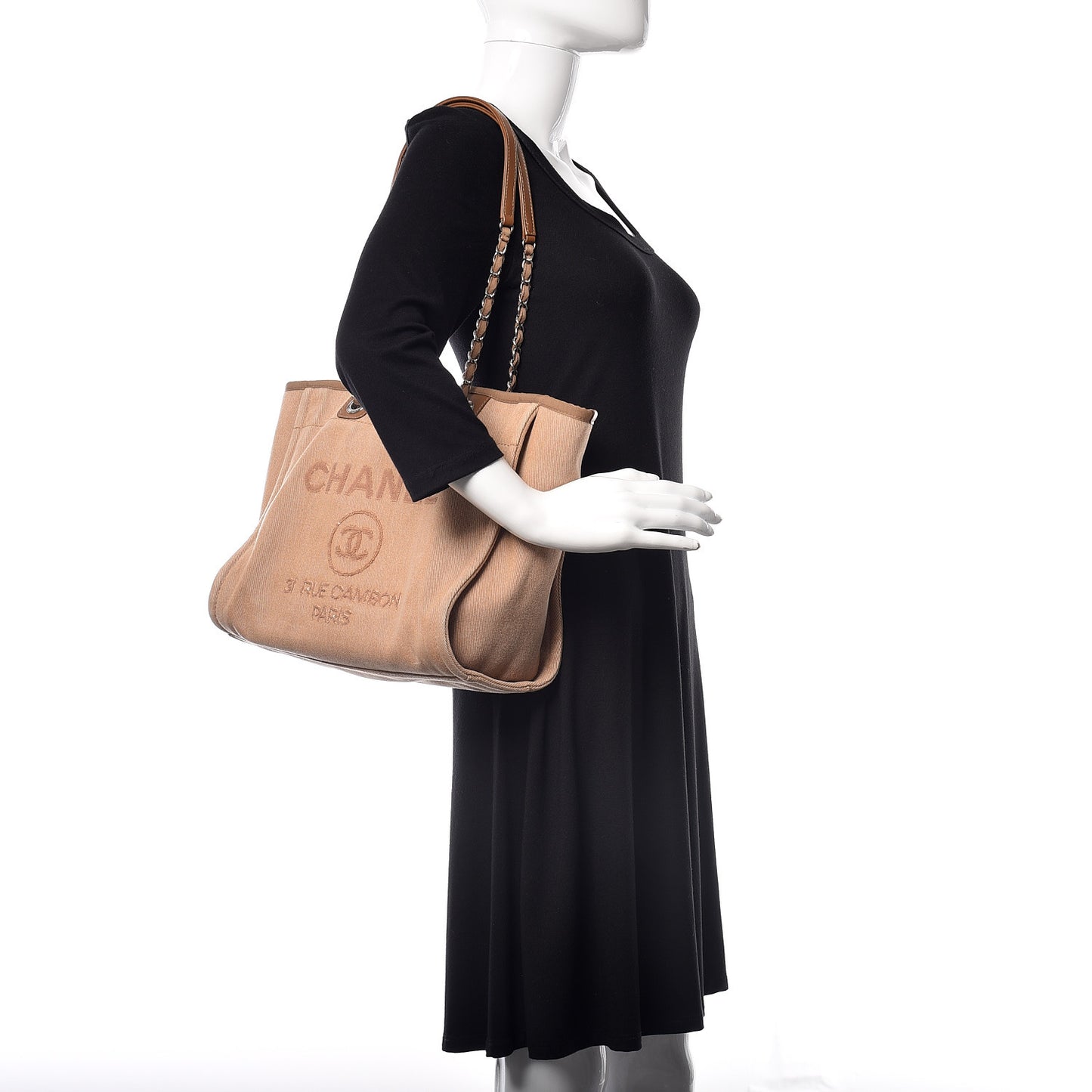 Canvas Sequin Small Deauville Tote Ecru