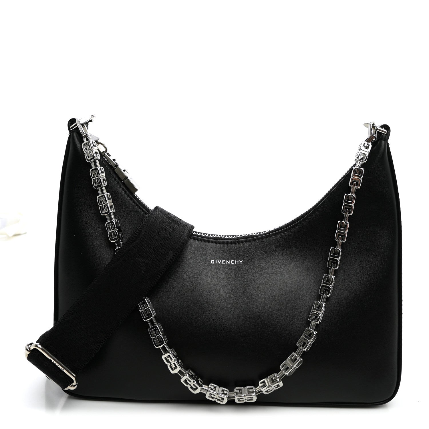 Givenchy Smooth Calfskin Small Moon Cut Out Shoulder Bag Black 1 of 10