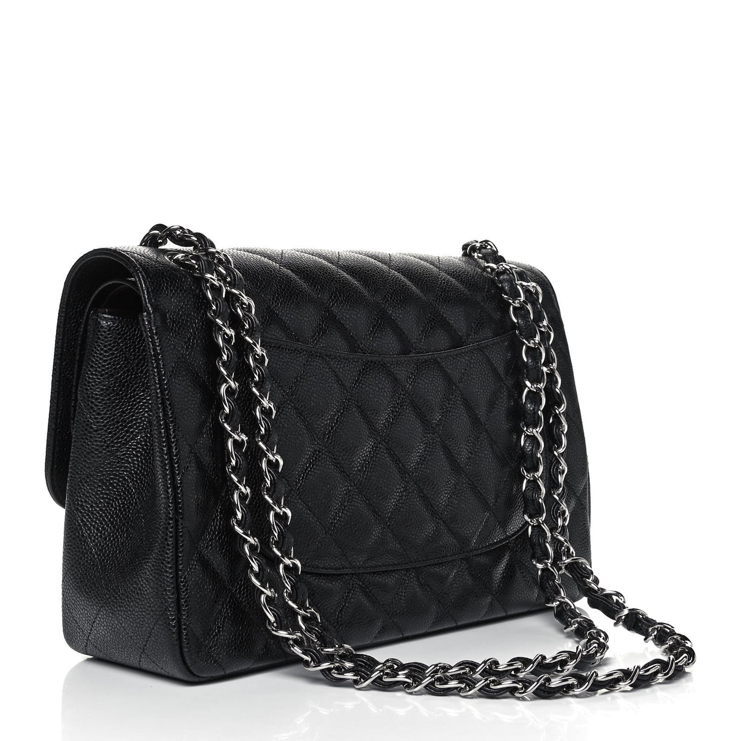 Caviar Quilted Jumbo Double Flap Black