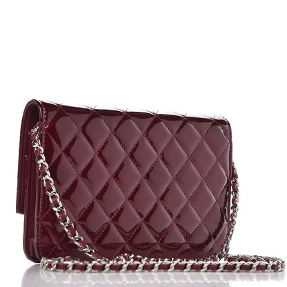 Chanel Patent Quilted Brilliant Wallet On Chain WOC Light Burgundy 3 of 9