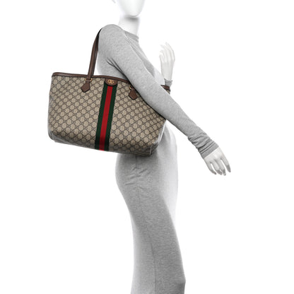 Gucci GG Supreme Monogram Medium Ophidia Shopping Tote Brown 3 of 11