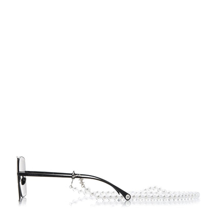 Chanel Metal Butterfly Removable Pearl Chain Sunglasses 4262 Black 3 of 10