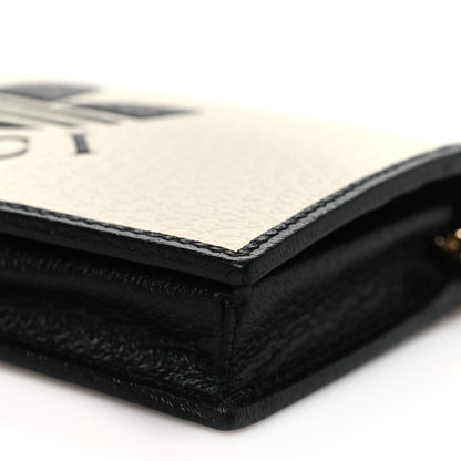 Gucci X ADIDAS Textured Dollar Calfskin Trefoil Embossed Wallet On Chain Off White Black 10 of 11
