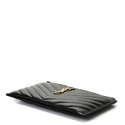 Saint Laurent Grain De Poudre Chevron Monogram Bill Pouch Black 7 of 8