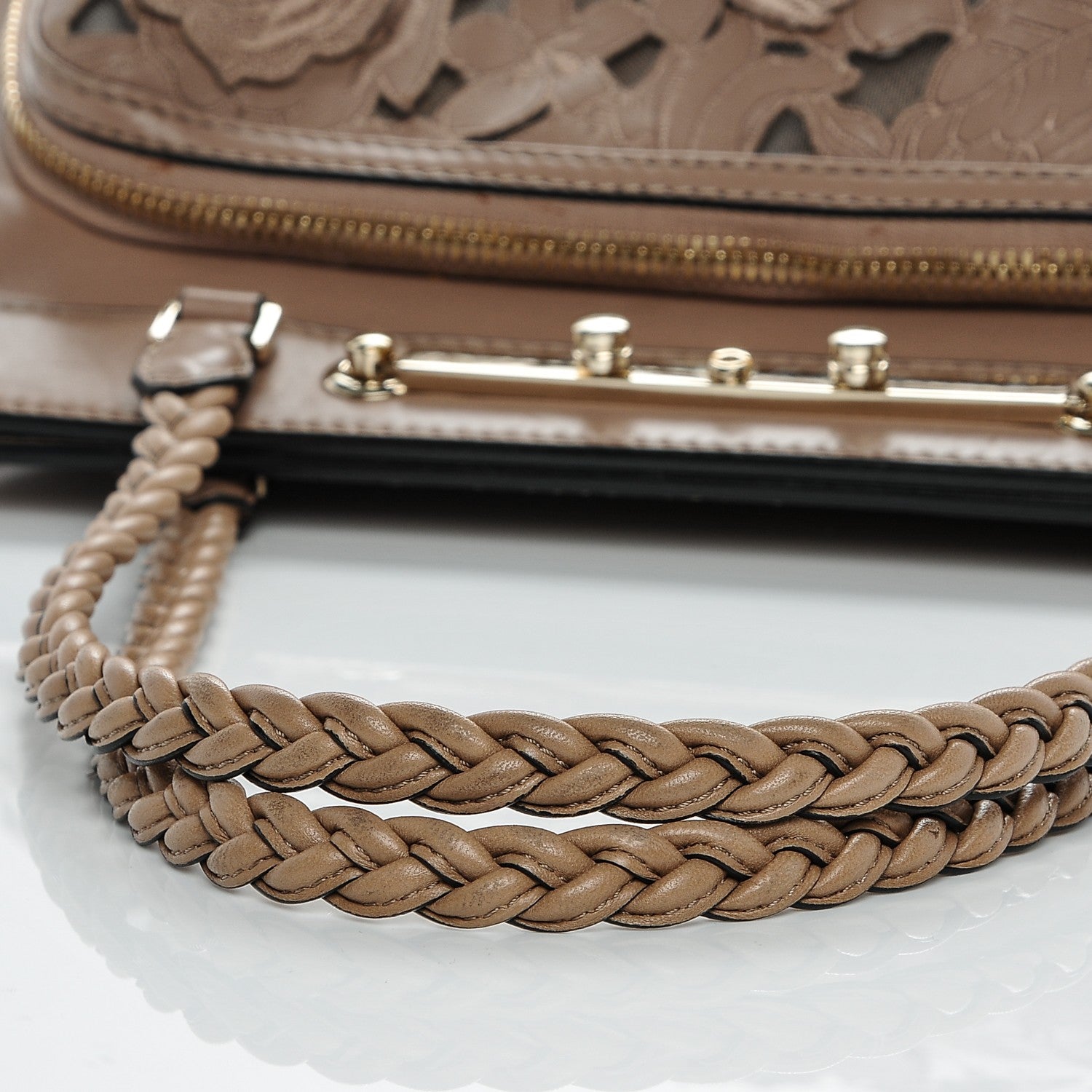Valentino Garavani Vitello Lace Demetra Satchel Natural 8 of 9