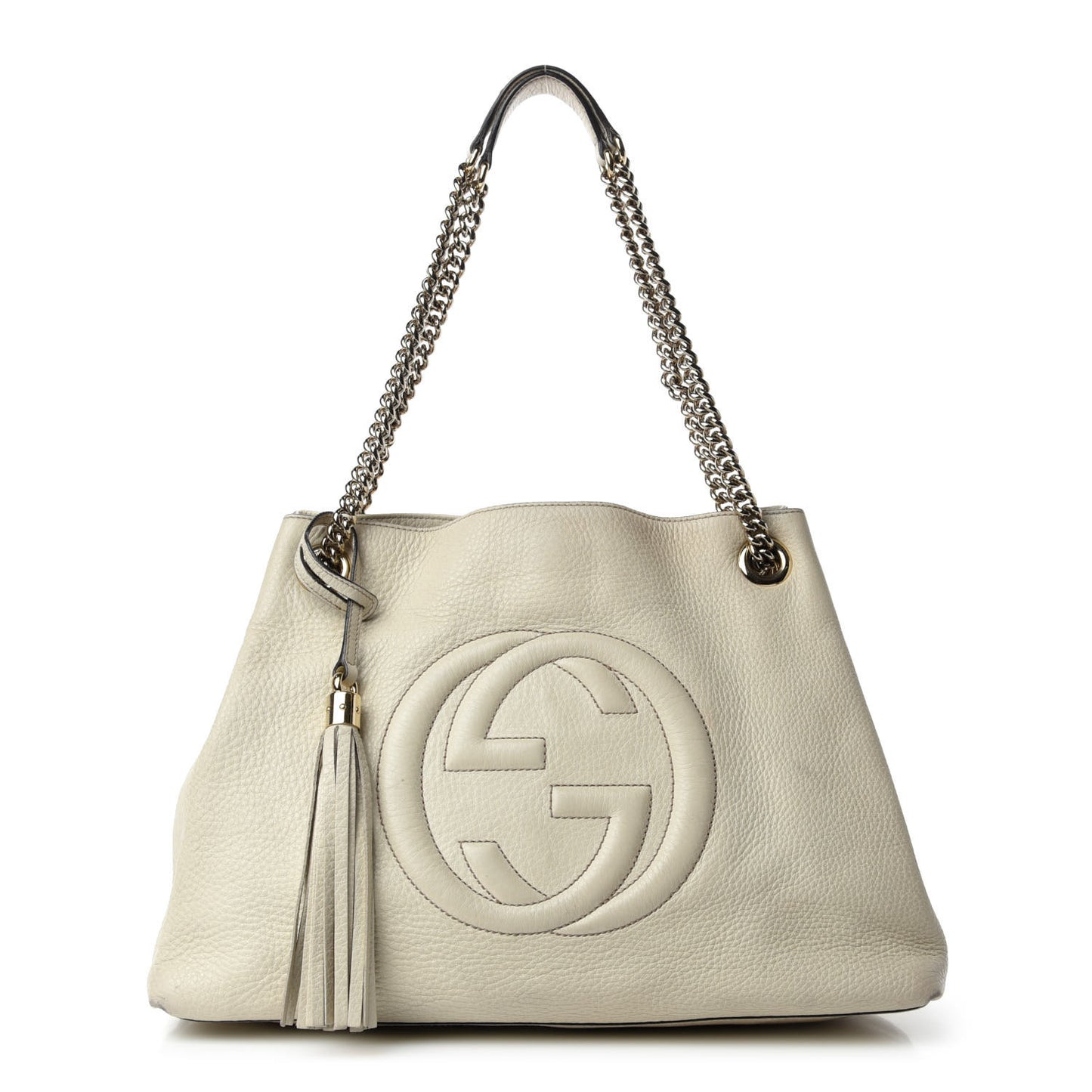 Pebbled Calfskin Medium Soho Chain Shoulder Bag Off White