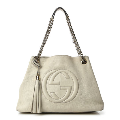 Gucci Pebbled Calfskin Medium Soho Chain Shoulder Bag Off White 1 of 14