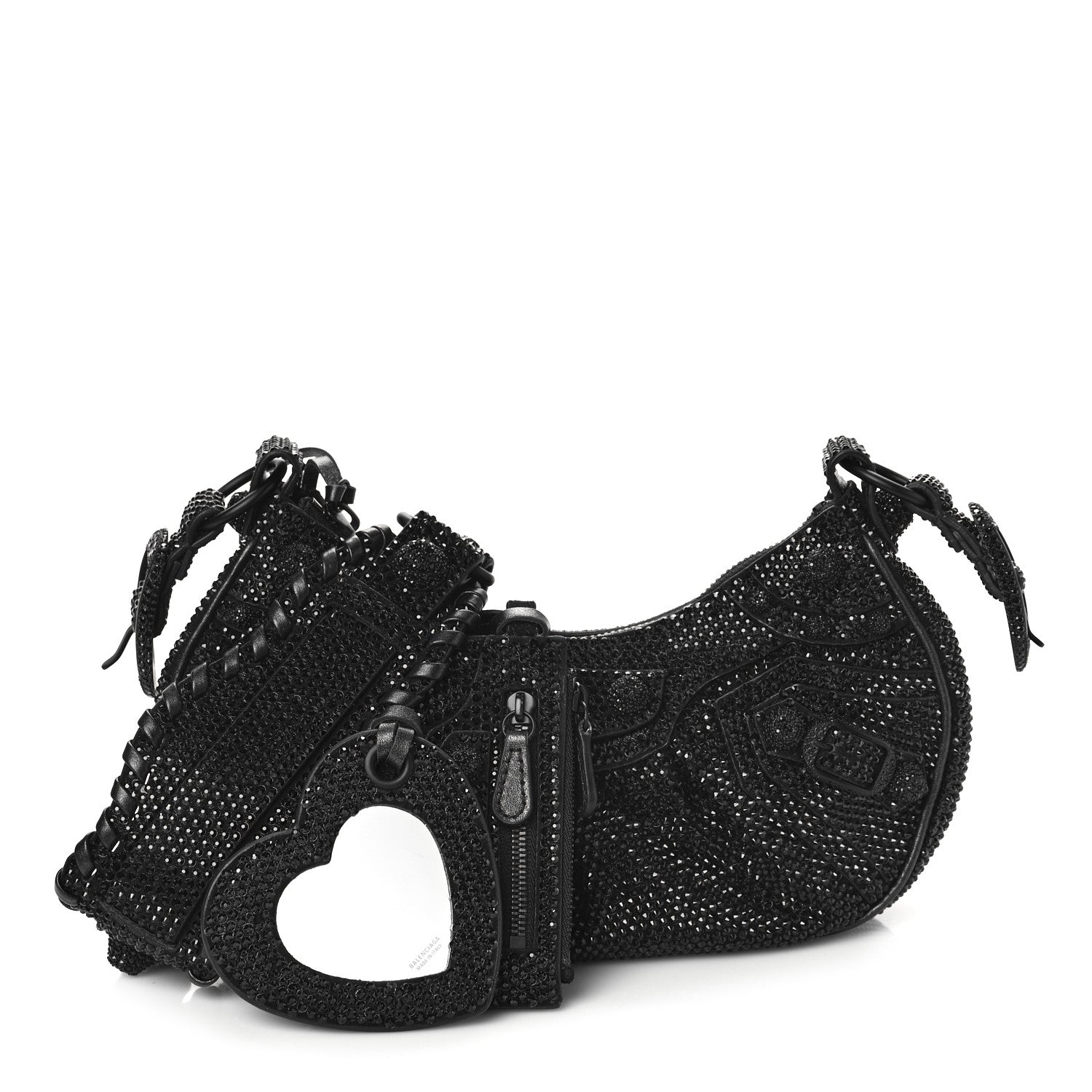 Balenciaga Strass Suede Le Cagole Shoulder Bag XS Black Jet 1 of 13