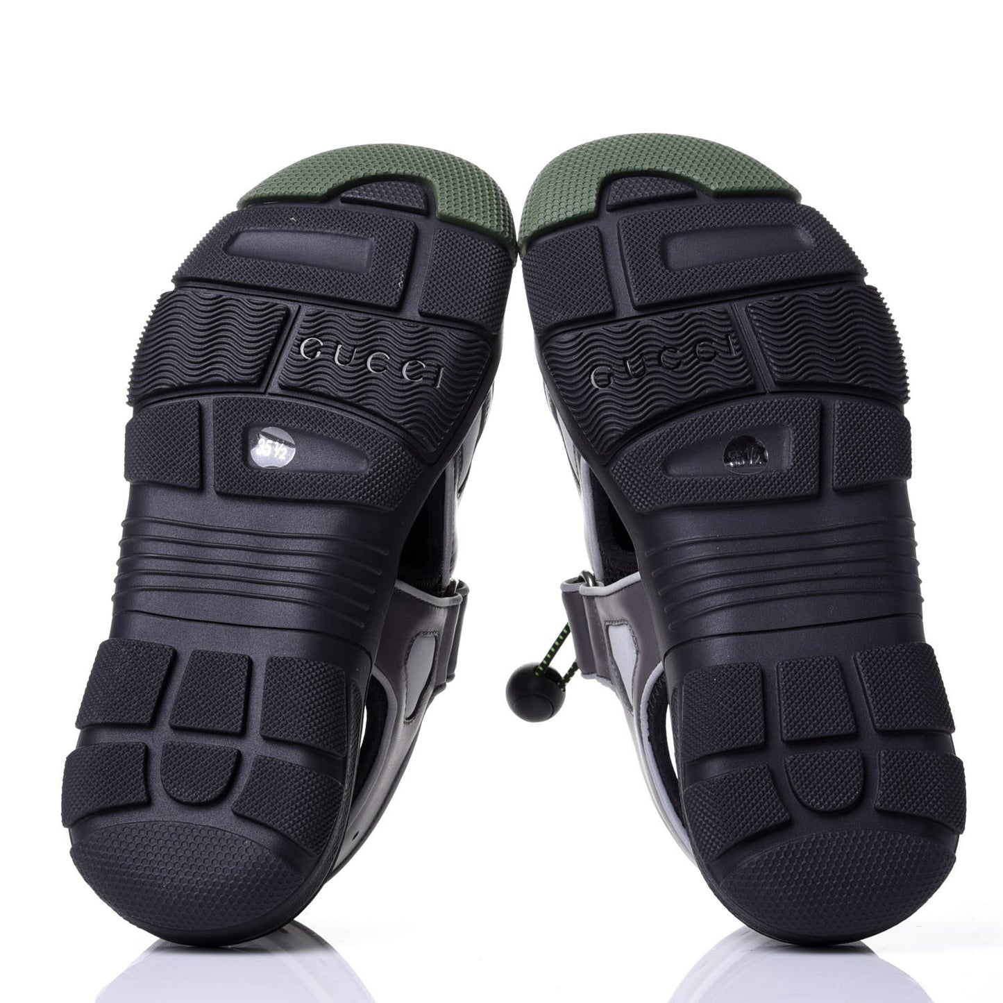 Mesh Fabric Tinsel Sport Sandals 35.5 Black Silver Green