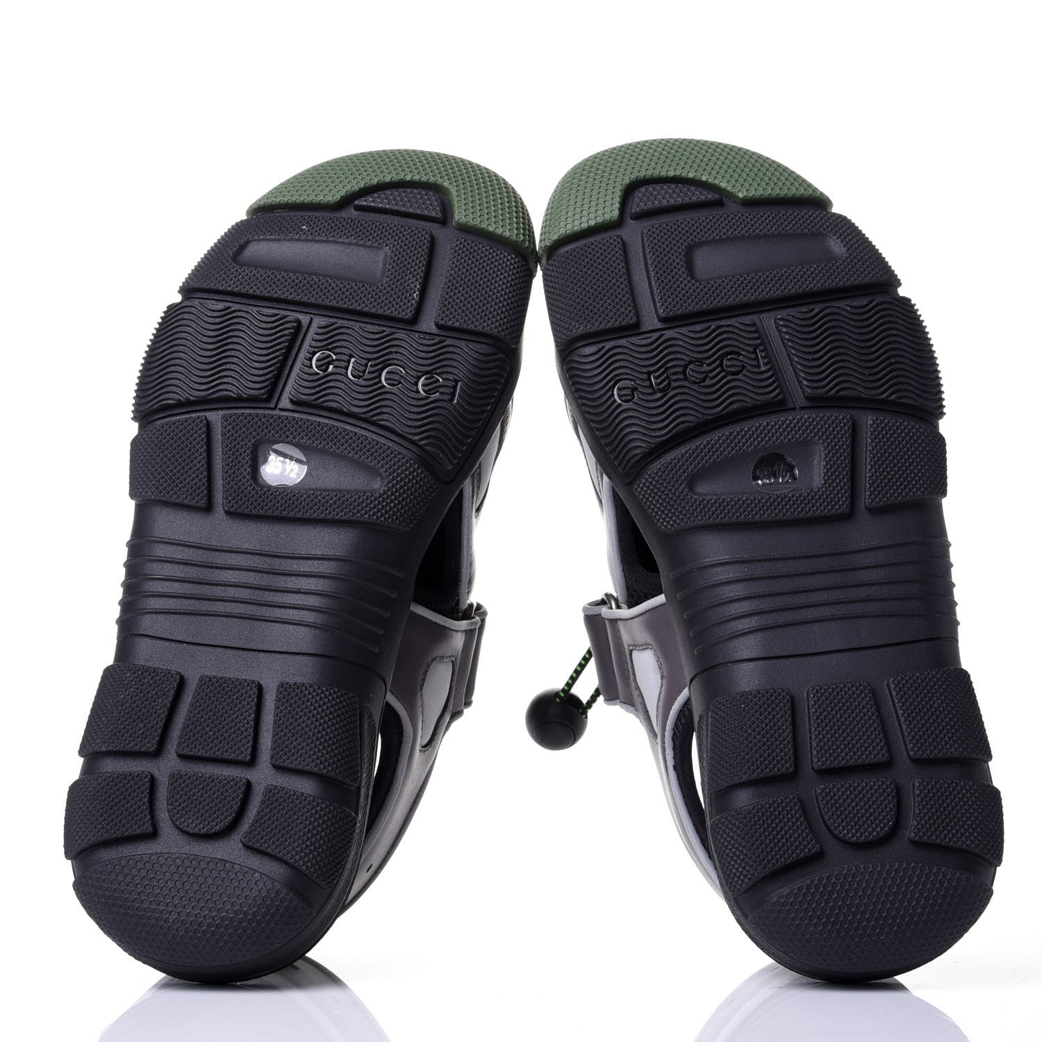 Gucci Mesh Fabric Tinsel Sport Sandals 35.5 Black Silver Green 7 of 10