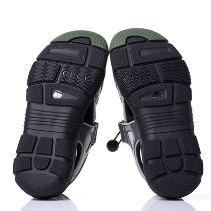 Gucci Mesh Fabric Tinsel Sport Sandals 35.5 Black Silver Green 7 of 10
