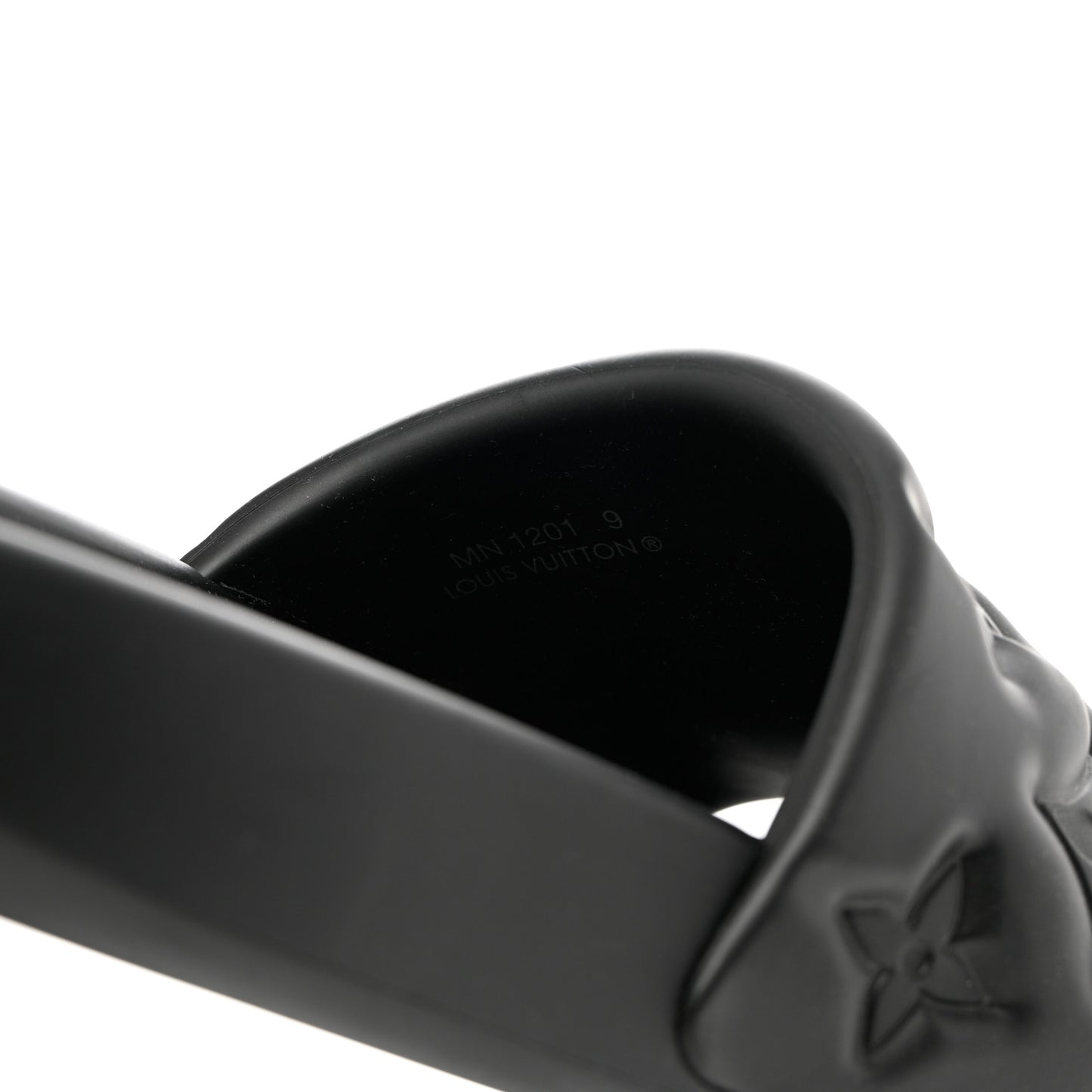Rubber Embossed Monogram Mens Waterfront Mules 9 Black