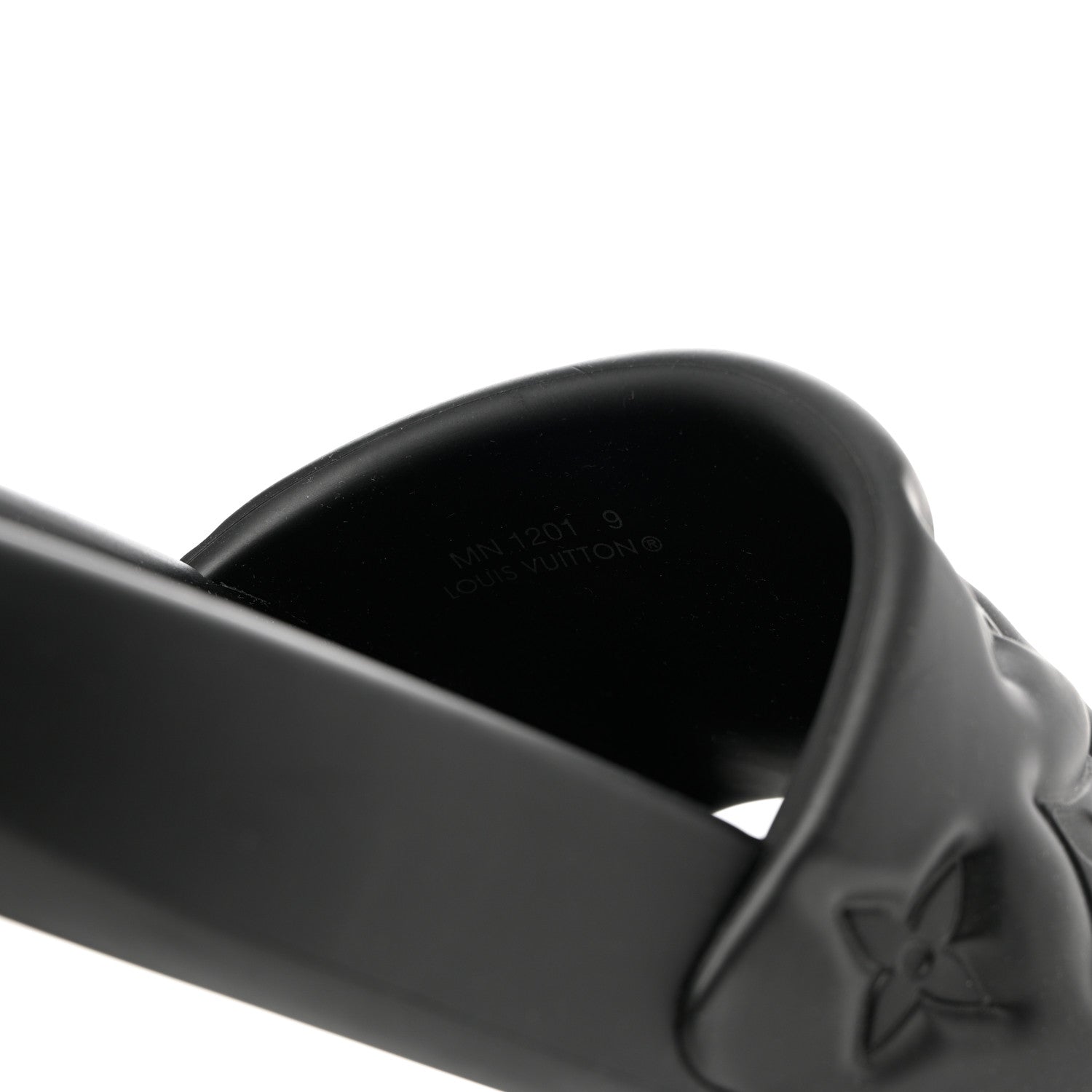 Louis Vuitton Rubber Embossed Monogram Mens Waterfront Mules 9 Black 6 of 9