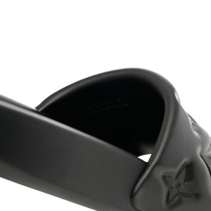 Louis Vuitton Rubber Embossed Monogram Mens Waterfront Mules 9 Black 6 of 9