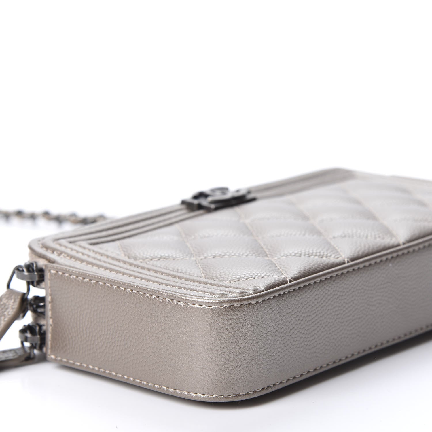 Chanel Metallic Caviar Quilted Small Boy Clutch With Chain Copper 6 of 11