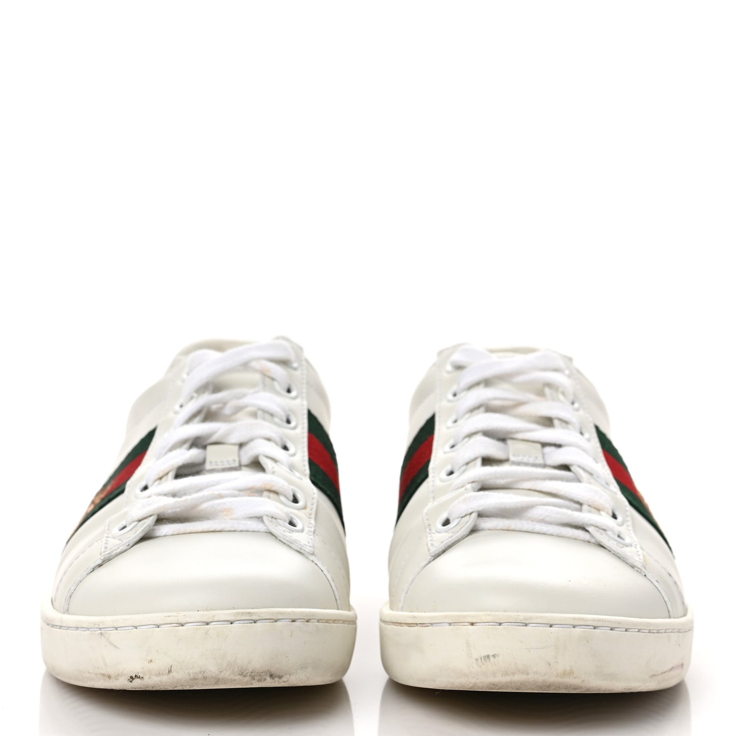 Calfskin Ayers Bee Embroidered Womens Ace Sneakers 36 White Green