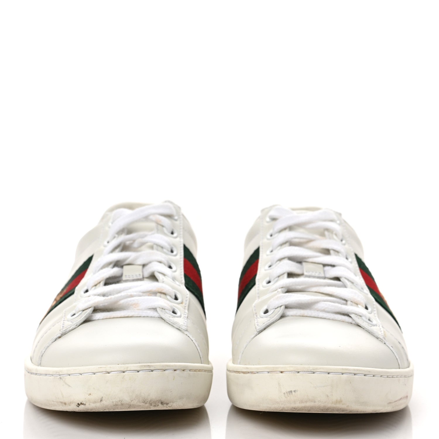 Gucci Calfskin Ayers Bee Embroidered Womens Ace Sneakers 36 White Green 2 of 12