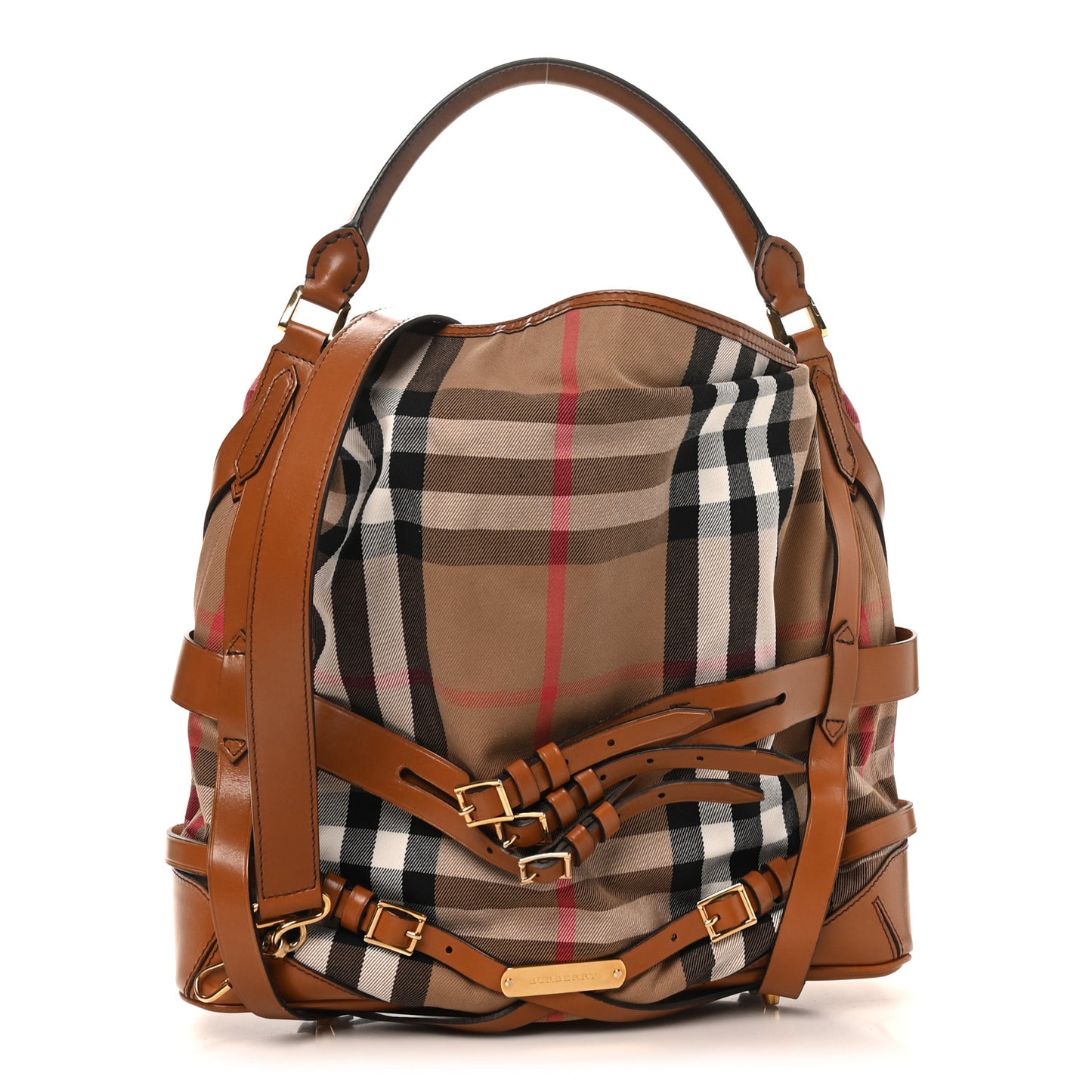 House Check Bridle Calfskin Medium Gosford Hobo Dark Tan
