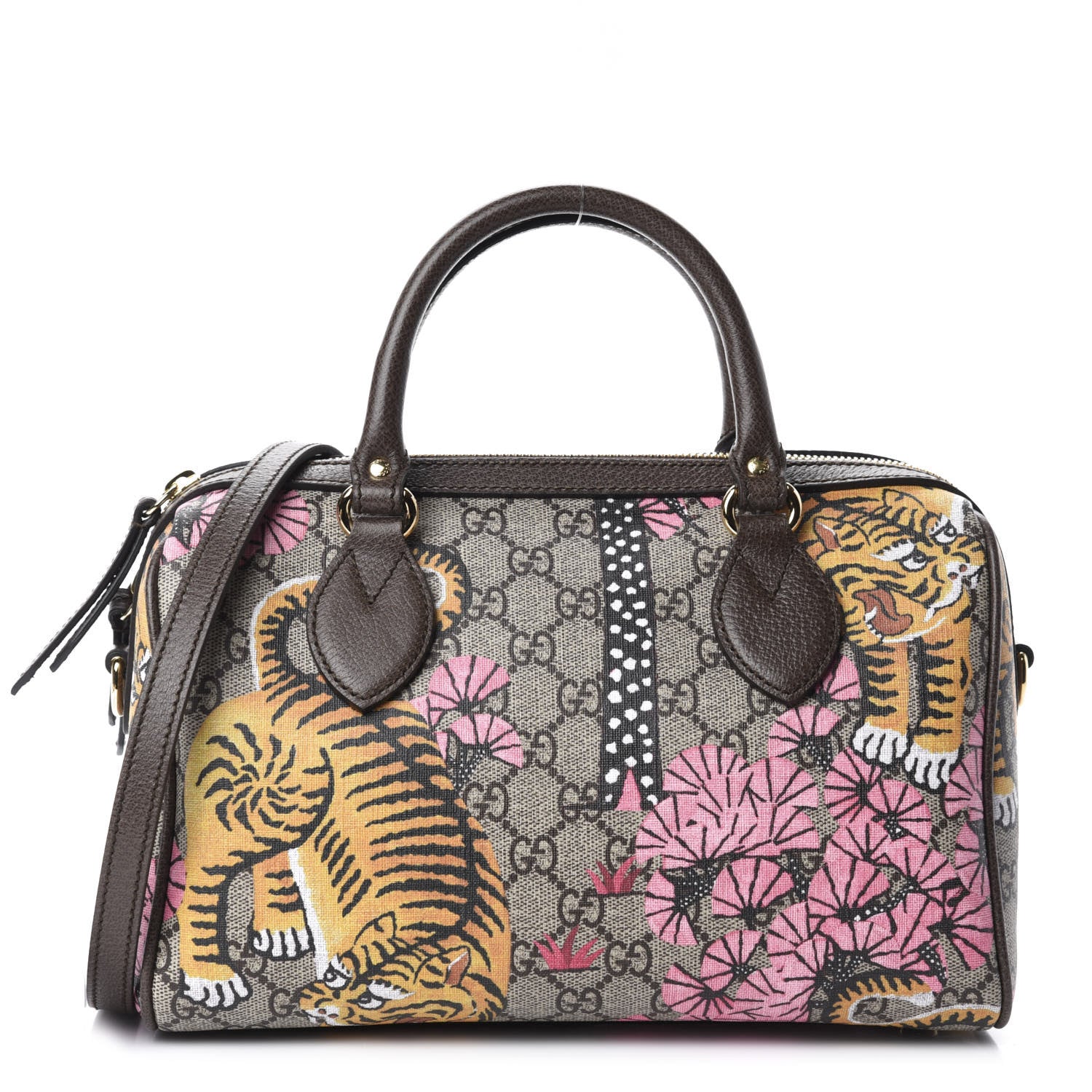 Gucci GG Supreme Monogram Bengal Small Boston Beige Pink 1 of 10