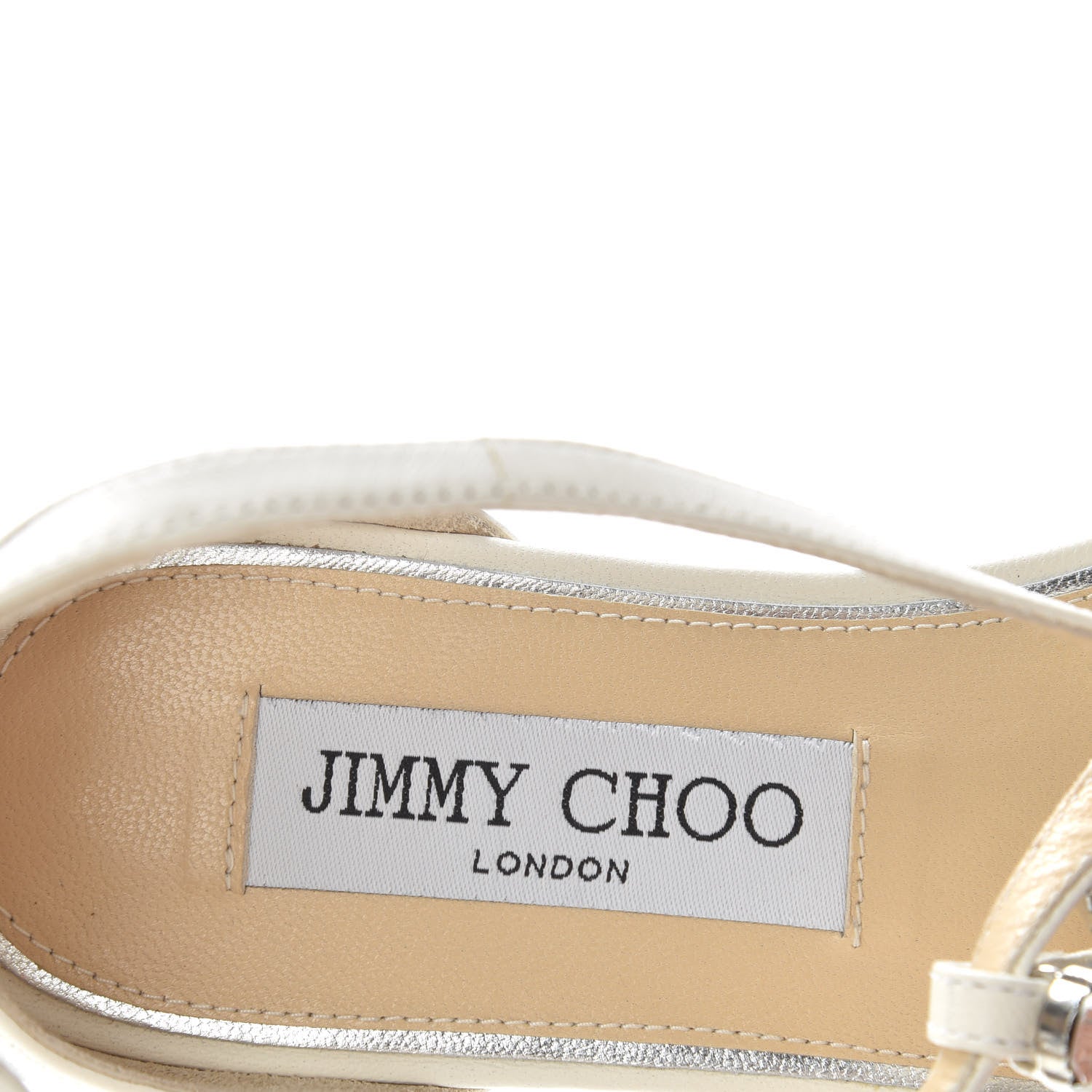 Jimmy Choo Nappa Crystal Averie T-Strap Flat Sandals 35.5 Chalk 8 of 10
