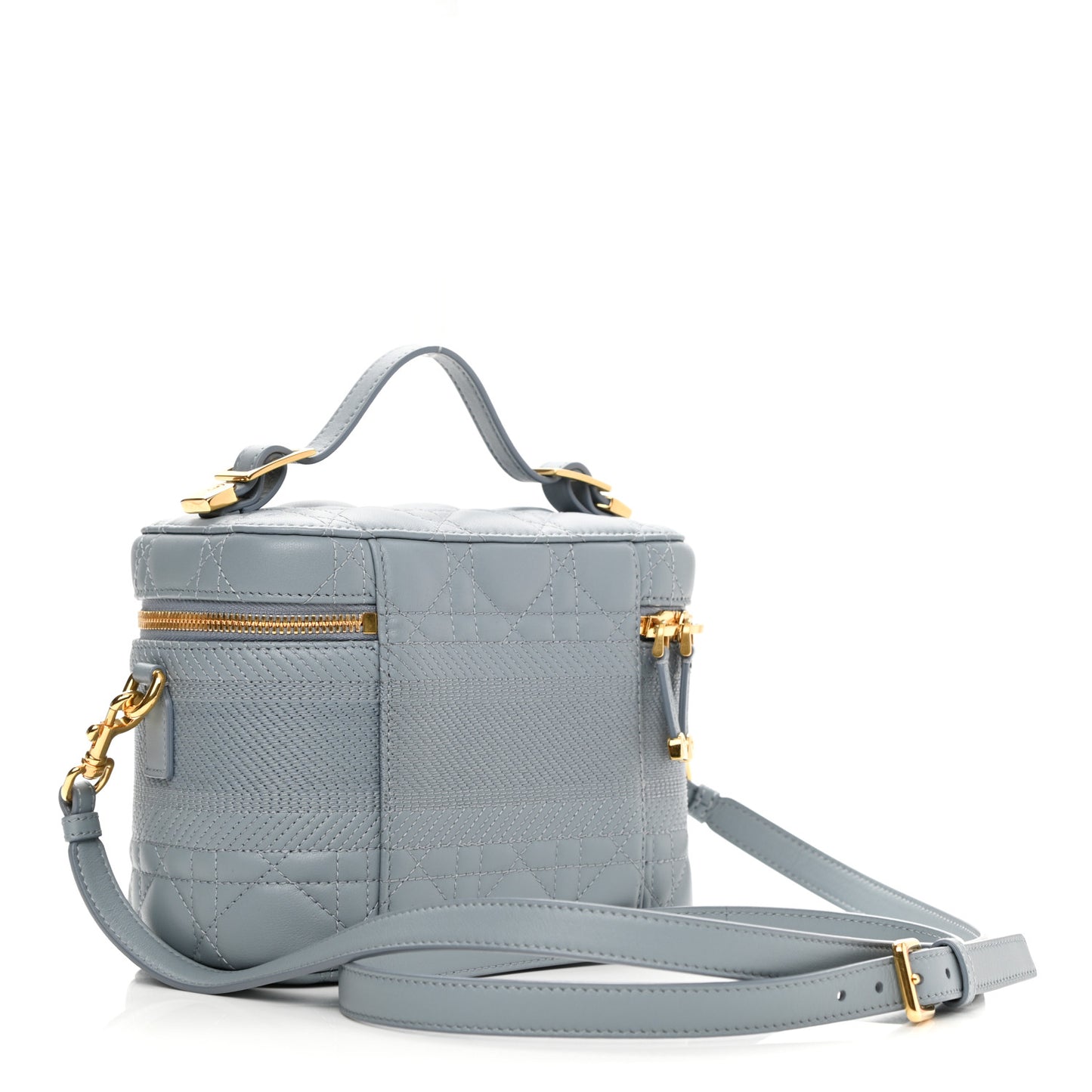 Lambskin Cannage Small Diortravel Vanity Case Cloud Blue