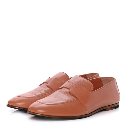 Hermes Goatskin Womens Ancora Moccasin Loafers 39 Rose Bubinga 3 of 13