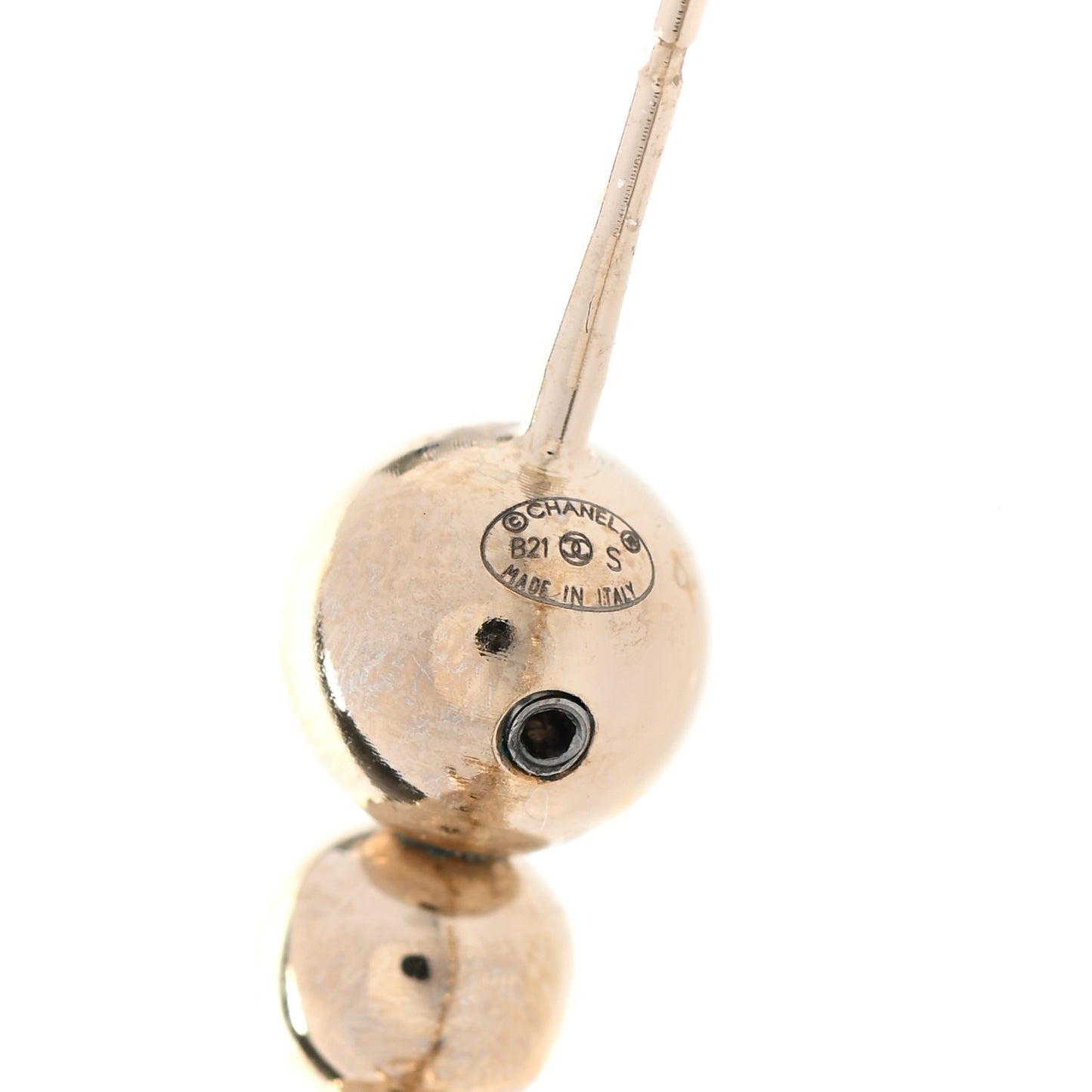 Metal Bead CC Hoop Earrings Gold