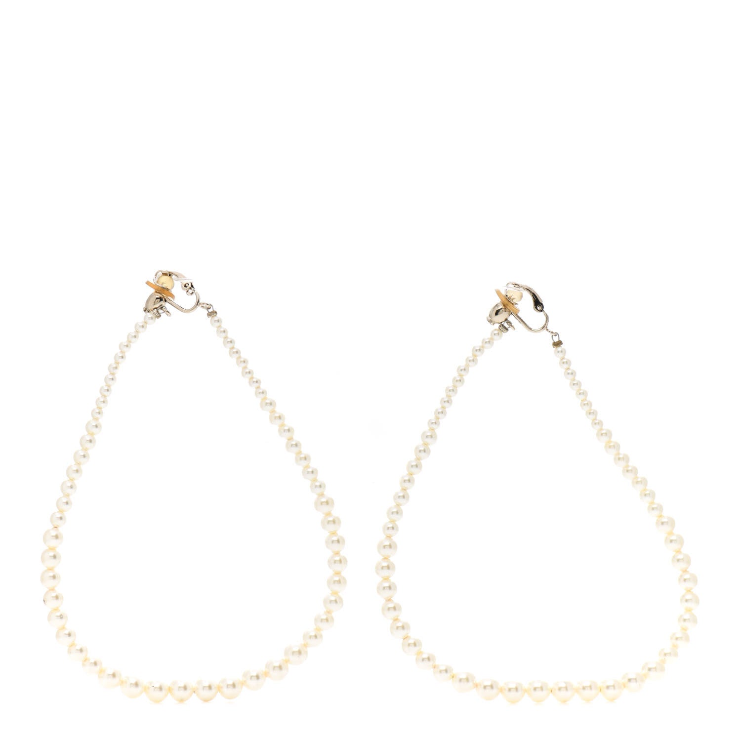 Chanel Pearl CC Drop Clip On Earrings White 1 of 4