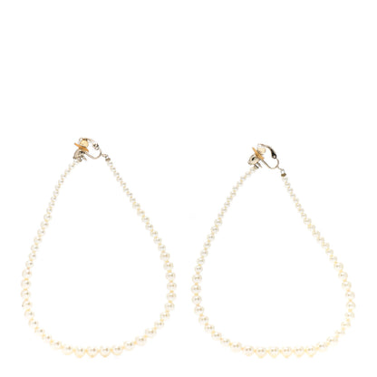 Chanel Pearl CC Drop Clip On Earrings White 1 of 4