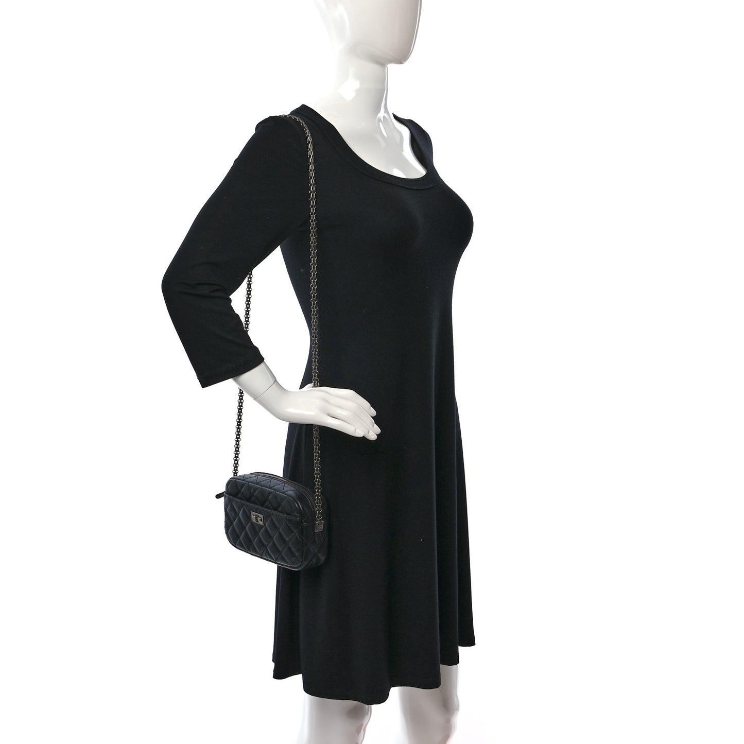 Aged Calfskin Quilted Mini Reissue Camera Case Black