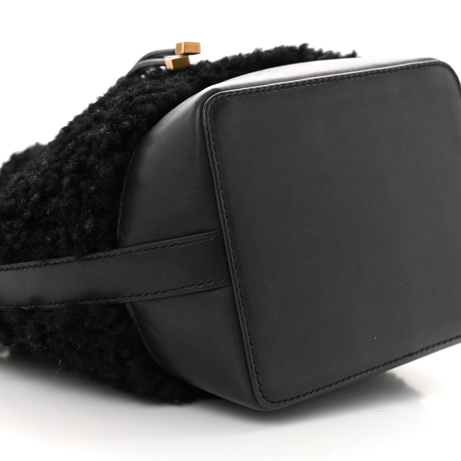 Saint Laurent Shearling Calfskin Small Emmanuelle Bucket Bag Black 9 of 12
