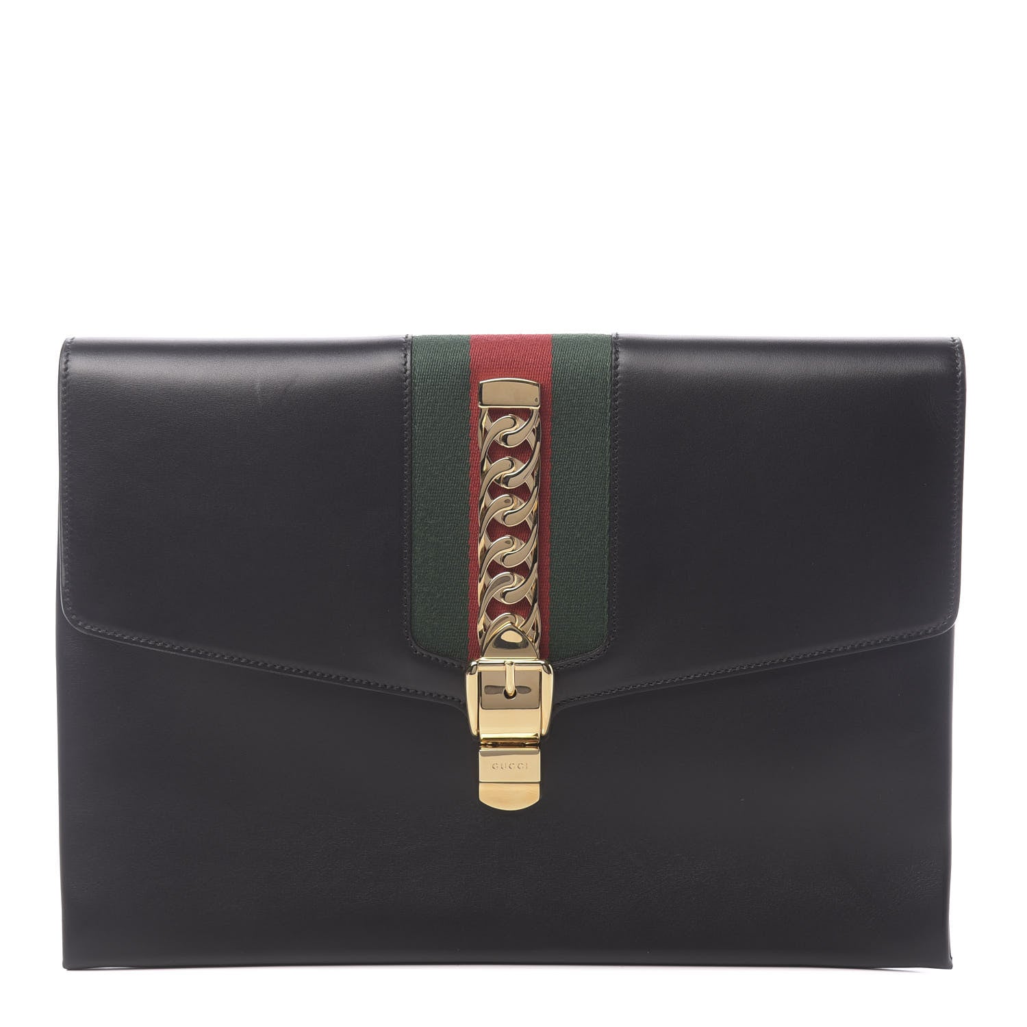 Gucci Calfskin Maxi Sylvie Clutch Black 1 of 12