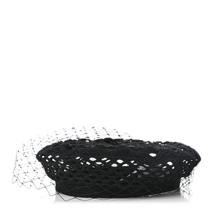 Christian Dior Mesh Arty Veil Beret 58 Black 1 of 9