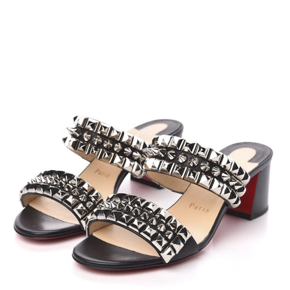 Christian Louboutin Calfskin Studded Tina Goes Mad 55 Slide Sandals 37 Black 3 of 7