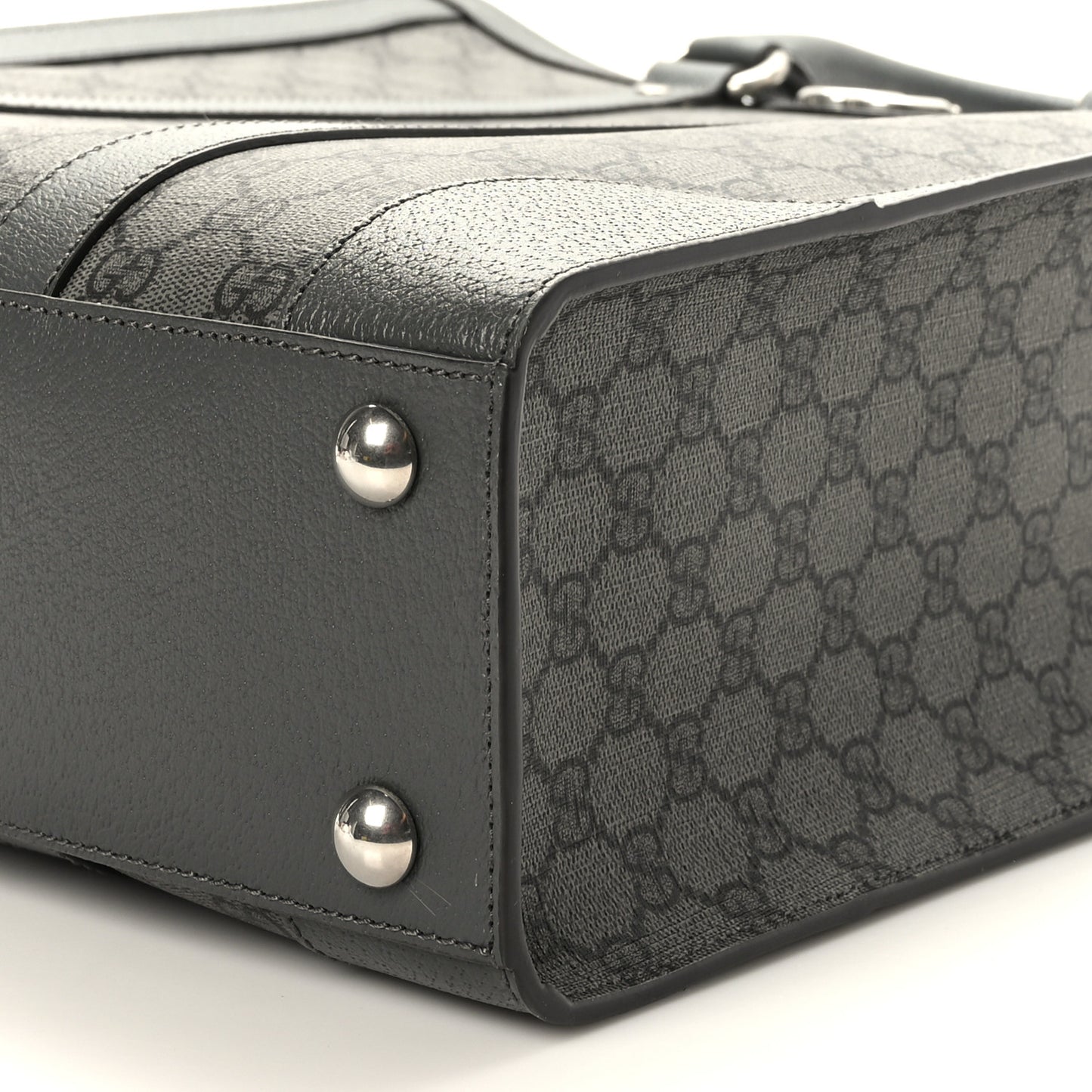 GG Supreme Monogram Textured Dollar Calfskin Medium Ophidia Tote Grey Black Graphite Grey