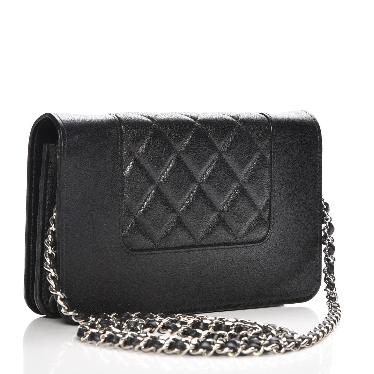 Sheepskin Quilted Mademoiselle Vintage Wallet On Chain WOC Black