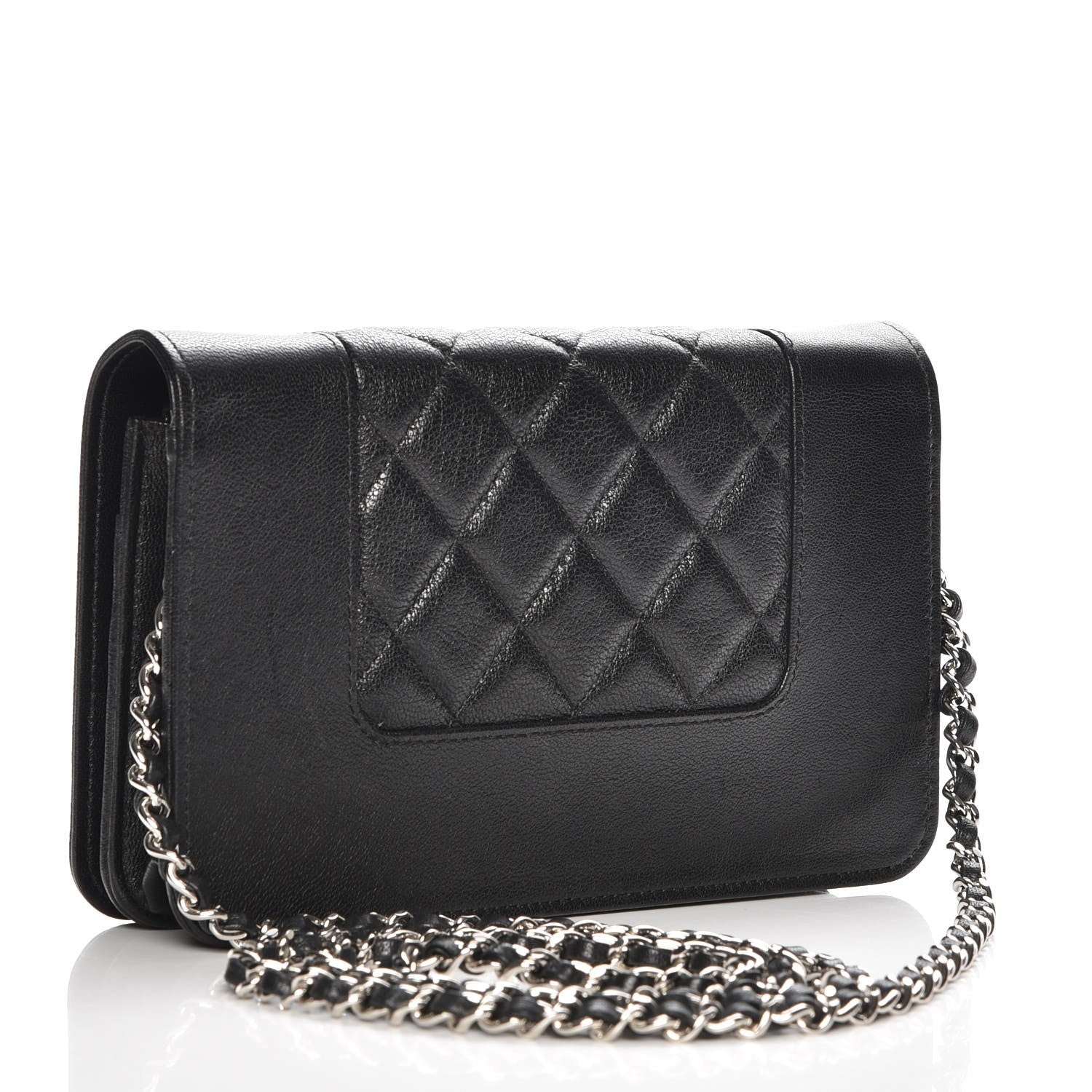 Chanel Sheepskin Quilted Mademoiselle Vintage Wallet On Chain WOC Black 3 of 9
