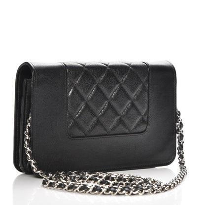 Chanel Sheepskin Quilted Mademoiselle Vintage Wallet On Chain WOC Black 3 of 9