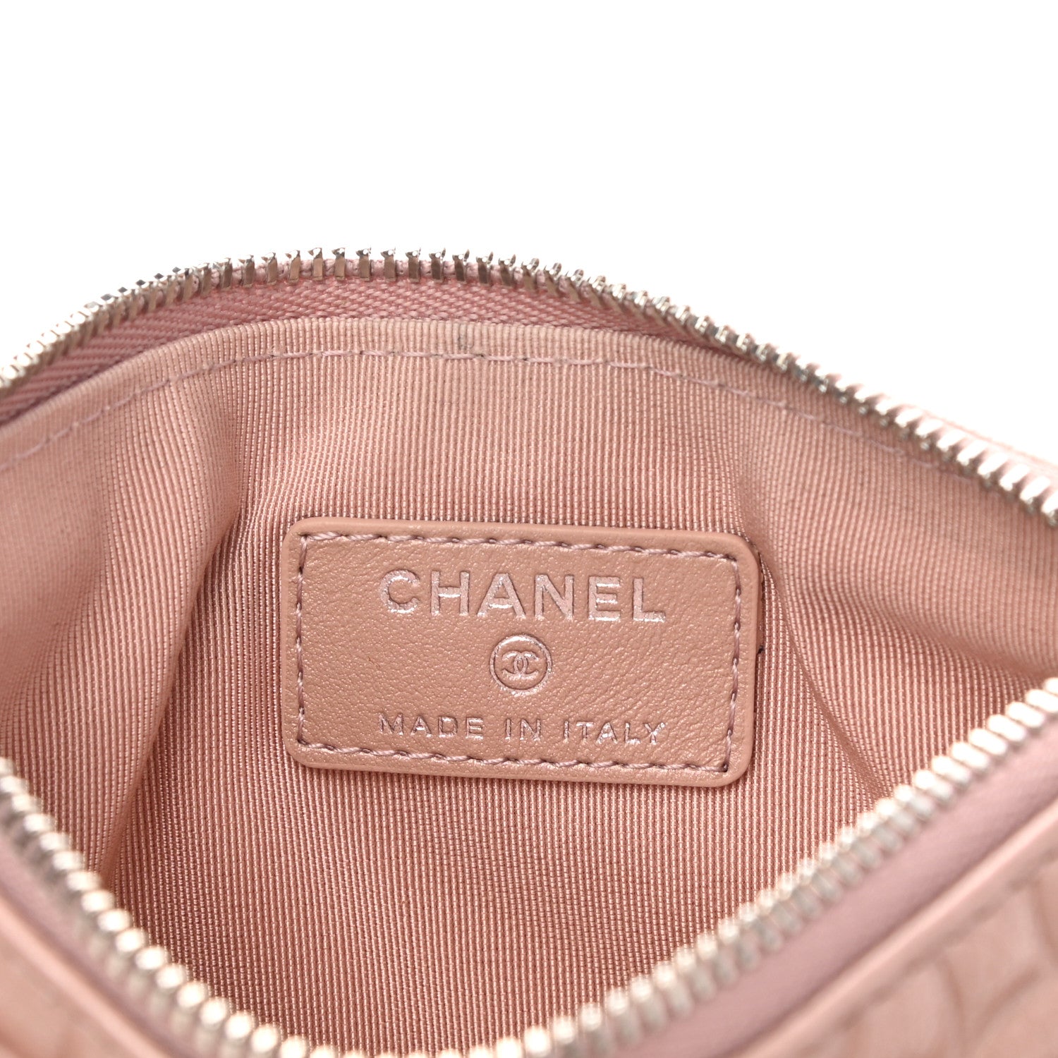 Chanel Goatskin Camellia Embossed Cosmetic Pouch Light Pink 6 of 8